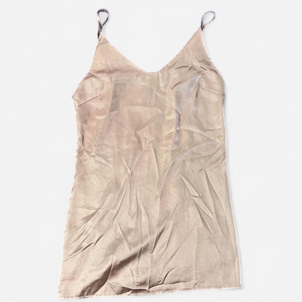 Missguided Beige Satin Slip Dress